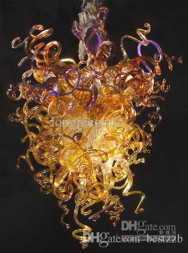 Free Shipping Amber Crystal Chandelier Lights - LR009 - Murano Glass Decoration Chandelier - Hand Blown Glass Cheap Lighting