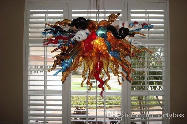 Free Shipping Artistic Blown Glass Ceiling Light Modern Cheap Hand Blown Glass Chandelier With LED Blubs