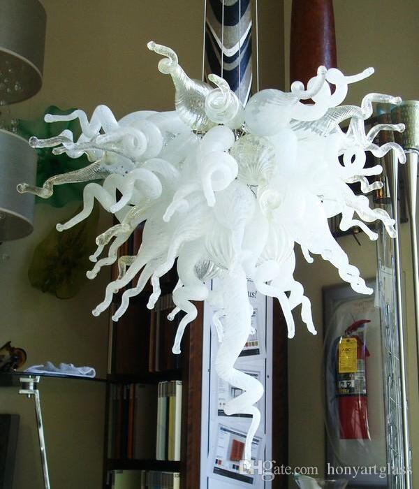 Free shipping elegant Art Deco hallway pendant light in Chinese Murano glass, white crystal villa chandelier