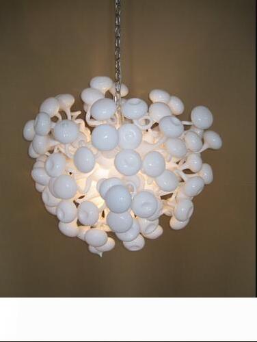 Free Shipping for 110v/120v LED Bulbs in Delicate White Hand-Blown Glass Moroccan Chandelier Ceiling Lamps