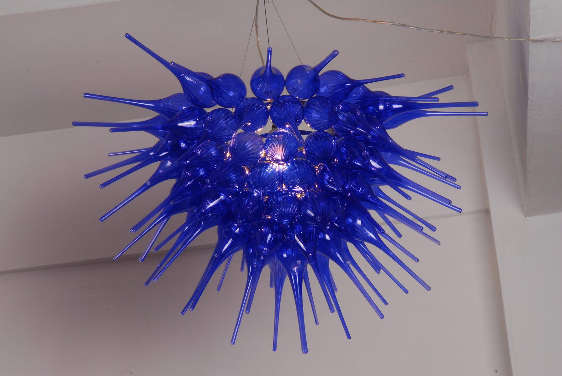 Free Shipping for 110v/120v LED Bulbs - Stunning Lamp, Latest Blue Modern Murano Glass Chandelier from Turkey