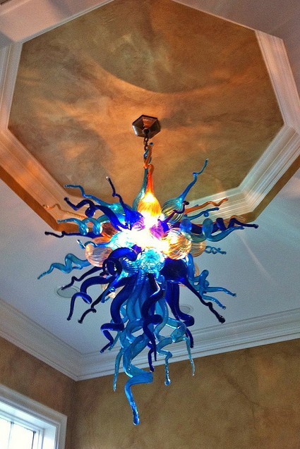 Free shipping for 110v/120v Moroccan handcrafted glass chandeliers with LED bulbs, perfect for home decor