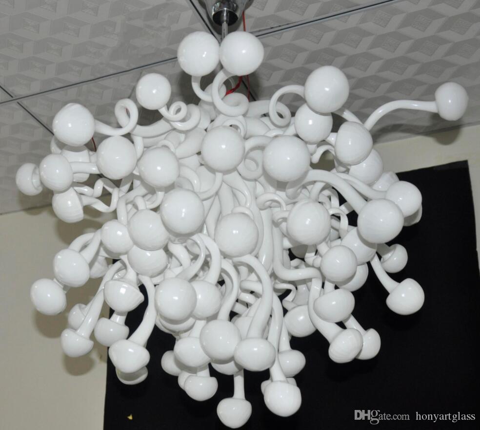 Free shipping for AC LED bulbs 110v/240v, featuring 100% hand-blown mushroom glass chandeliers in white art deco hotel style