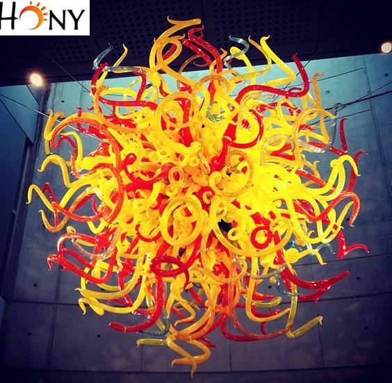 Free shipping for elegant AC UL certified blown glass chandelier with K9 crystal accents
