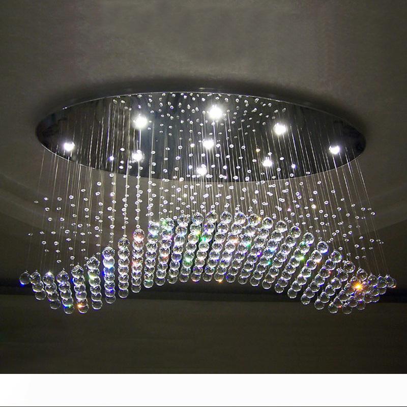 Free shipping for modern oval wave crystal chandelier, ideal for living rooms and hotels, dimensions L750*W250*H650mm