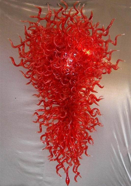 Free shipping for stylish 110v/120v pendant lights featuring large red Murano glass chandeliers with LED bulbs, ideal for hotels