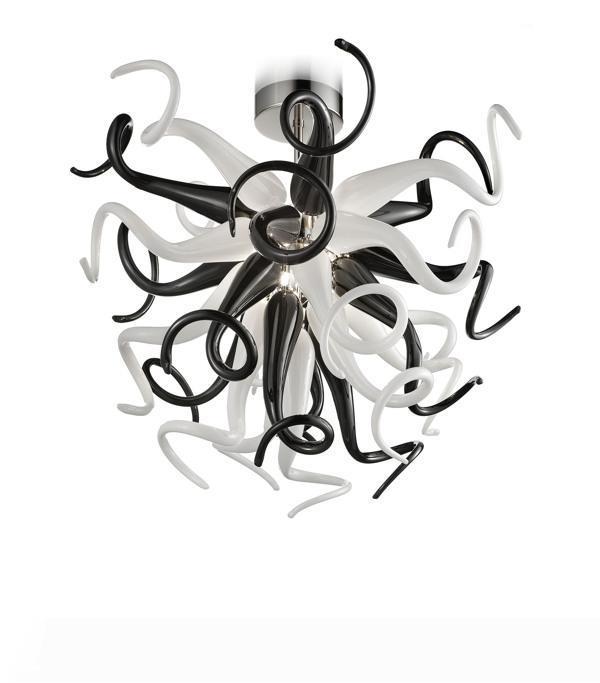 Free shipping for stylish AC LED chandeliers with customizable patterns in black and white