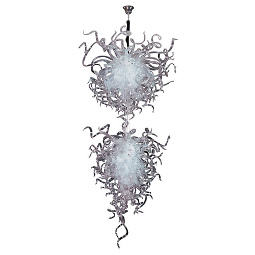 Free Shipping for Stylish Pop Art Home Decor - Elegant Hand-Blown Murano Glass Chandelier with Pure White Light, Model LR1127