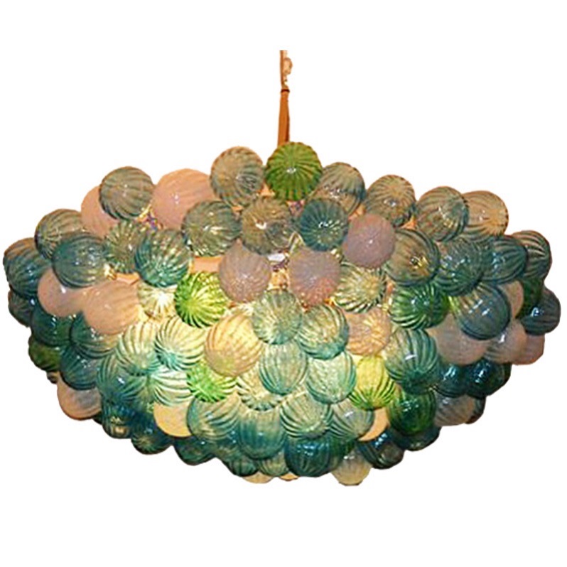 Free Shipping green glass ball Blown Glass Chandelier LED Light Source Hanging art glass Pendant Lights for Bedroom Home Decoration