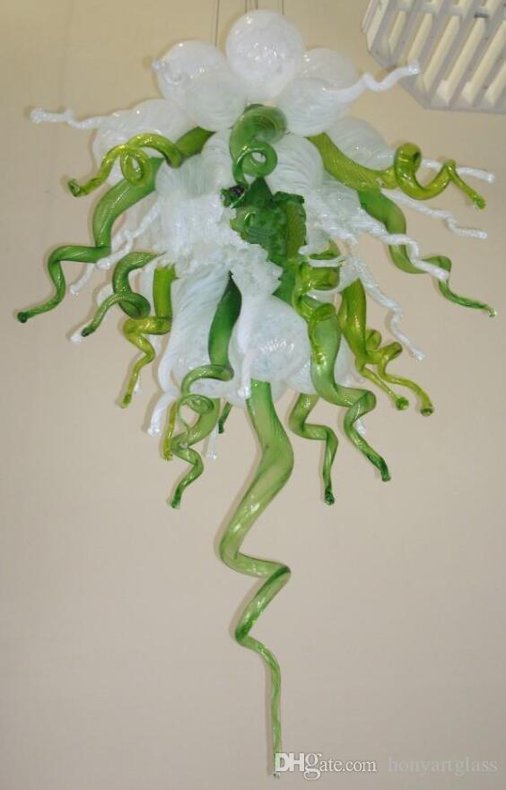 Free shipping, high-quality handmade blown glass Art Deco chandelier for bedroom, hotel, or bar lighting