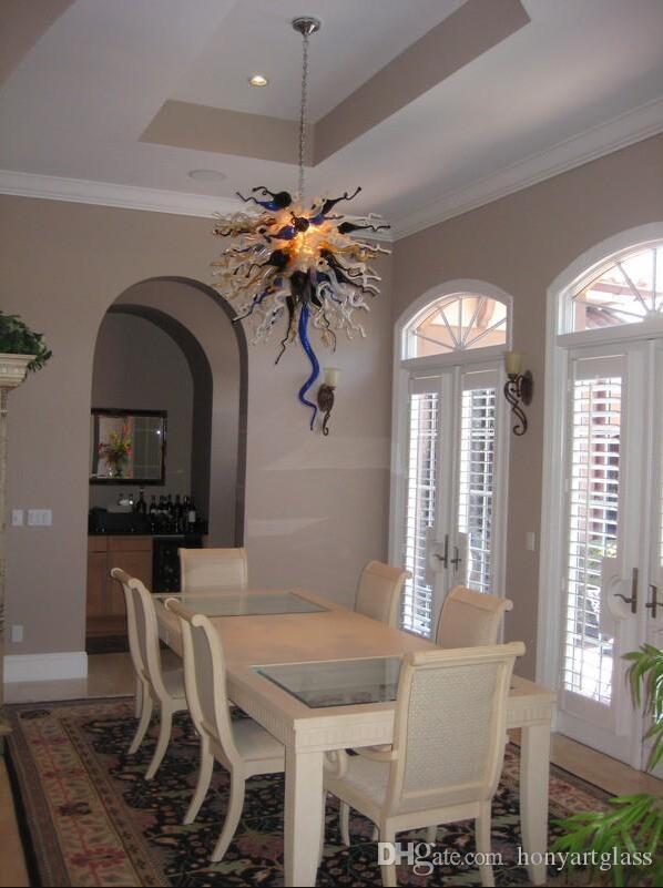 Free shipping, high-quality lamp with stylish design, affordable ceiling light featuring 100% handmade blown glass Art Deco chandelier