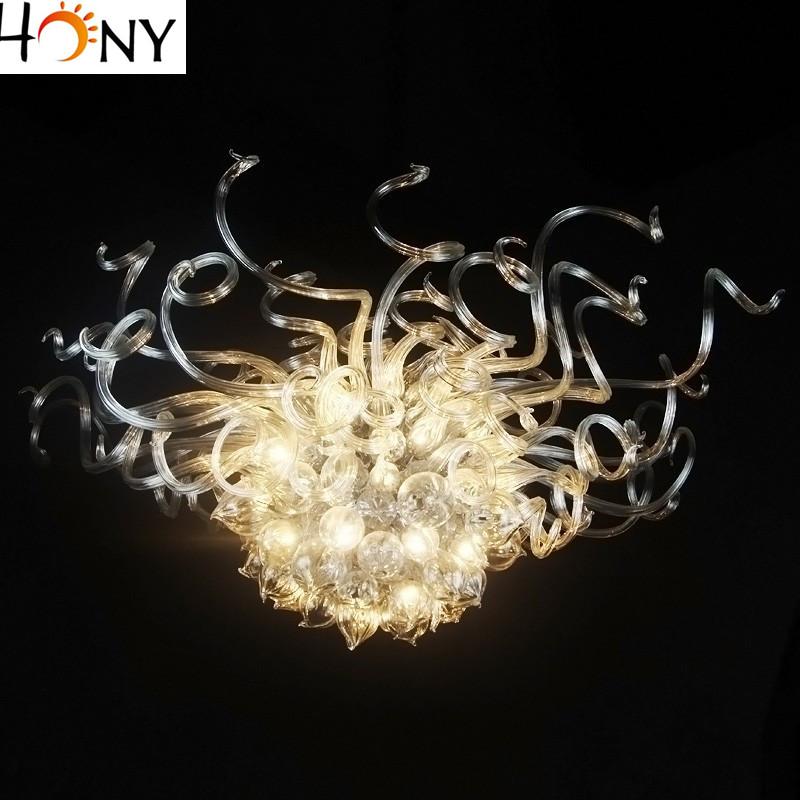 Free Shipping Honey Warm Crystal Chandelier High Ceiling Light Blown Glass European Style Chandelier Lighting for Weddings