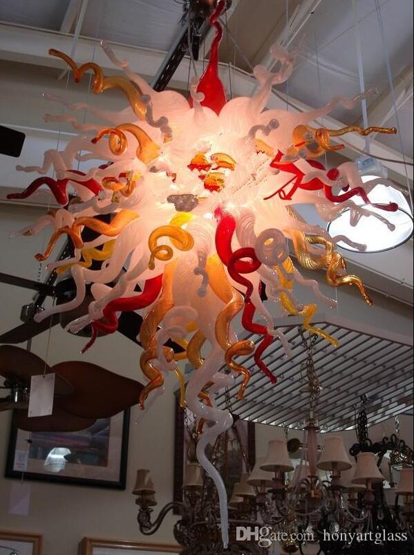 Free Shipping Modern Art Glass Ceiling Light with Amber Flower Design for Home Decor