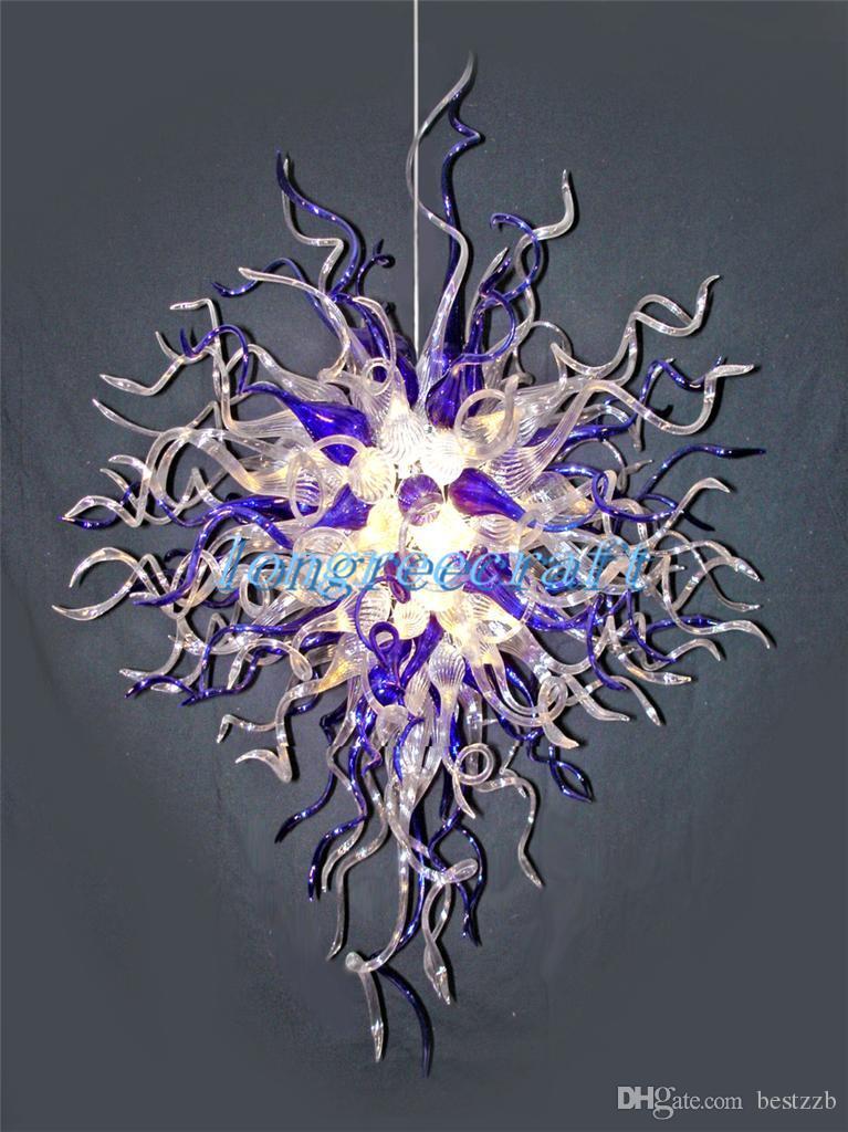 Free Shipping Mouth Blown 110v/120v LED Bulbs European Crystal Chain Hanging LED Decor Pretty Glass Chandelier