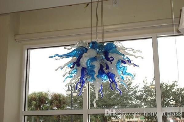 Free Shipping Newest European Chinese Style Decorative Glass Ceiling Light Cheap Blue Crystal Mini Chandelier