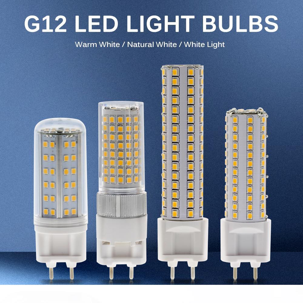 G12 LED bulb with AC85-265V input, offering 10W/1000LM or 15W/1500LM brightness using SMD2835 technology in a corn lamp design