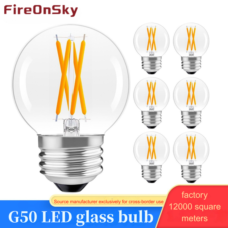 G50 E27 6W LED Glass Lightbulb - 400 Lumens, Dimmable & Durable with Warm White 2700K, Ideal for Vintage Decors---6-Pack-135 HCP308