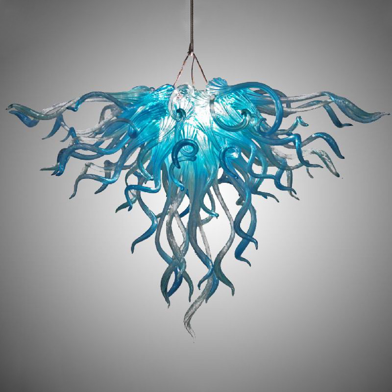GIRBAN Free Shipping Blue Glass Chandelier - Elegant LED Hanging Lamp for Kitchen and Home Decor