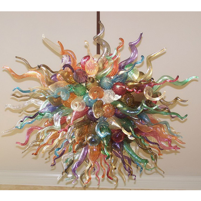 GIRBAN Free Shipping LED Hanging Light Housing Multicolor Hand Blown Glass Home Loft Decor Chandeliers Modern Staircase Chandelier