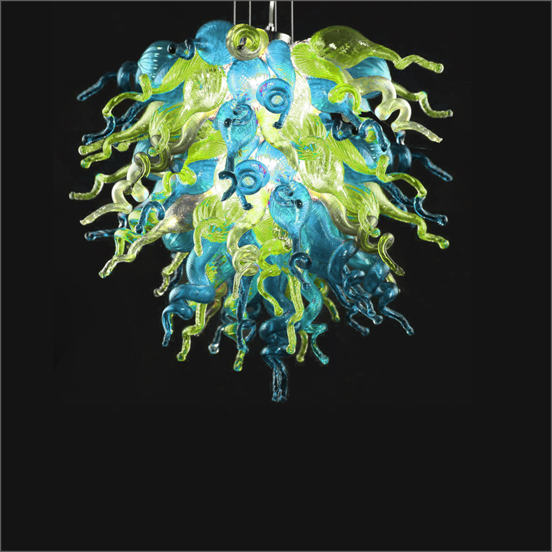 GIRBAN Home Decor's stylish loft chandelier features colorful blown glass for elegant indoor lighting in hotel foyers and room decor