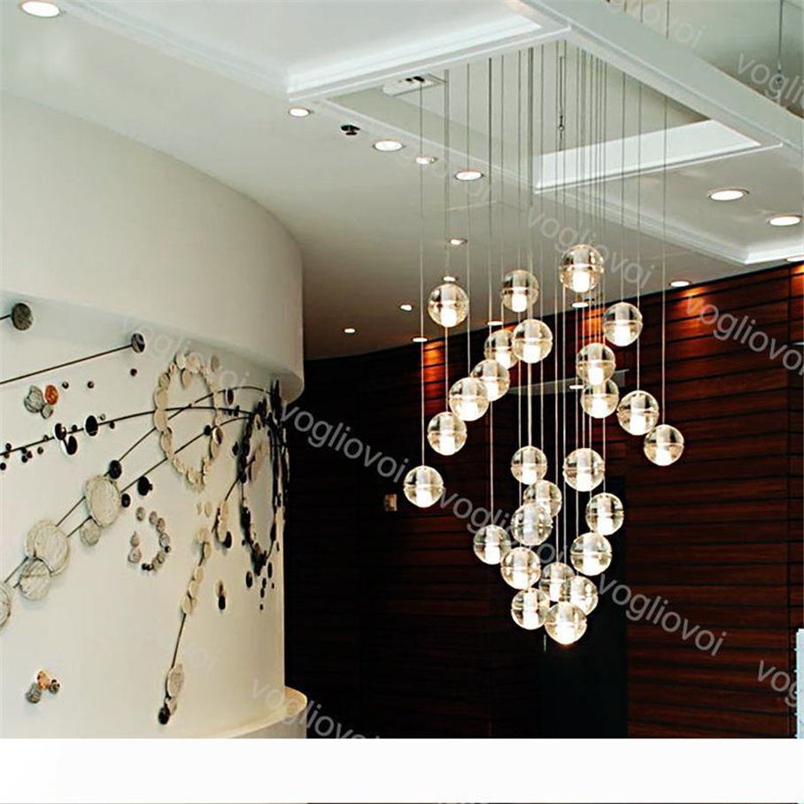 Glass bubble pendant lamp with 2m hanging G4 AC110-220V for indoor stair, bar, living room, corridor, and hotel lobby, shipped via DHL