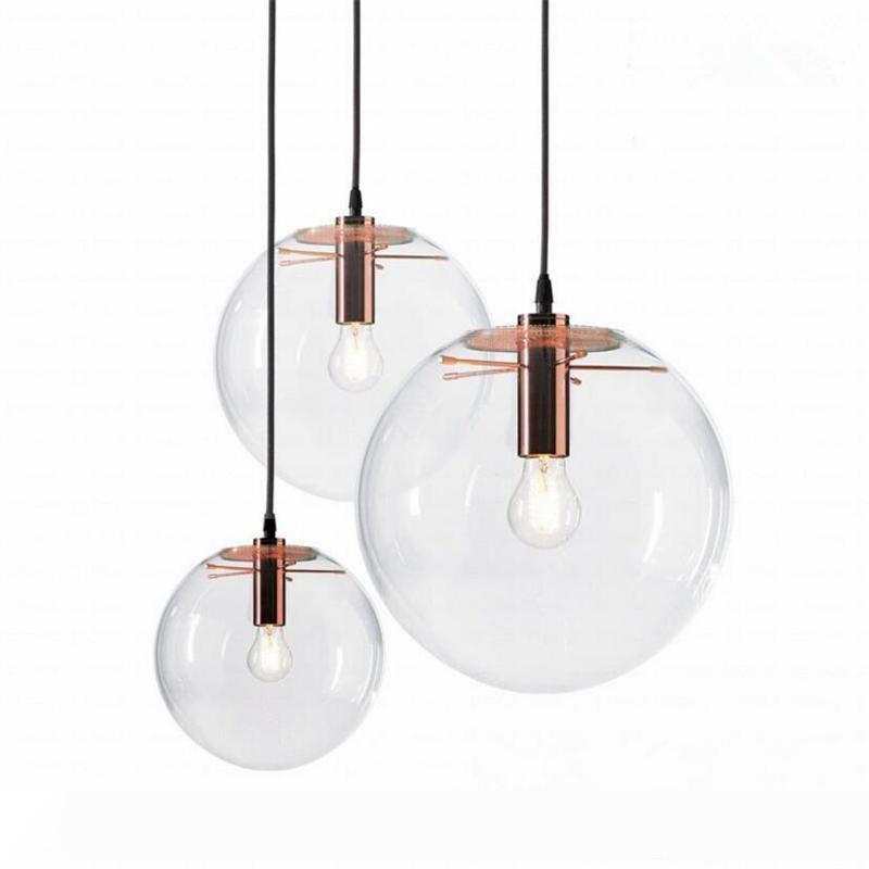 Glass LED chandelier lights in 15-30cm sizes with E27 sockets for modern pendant lighting
