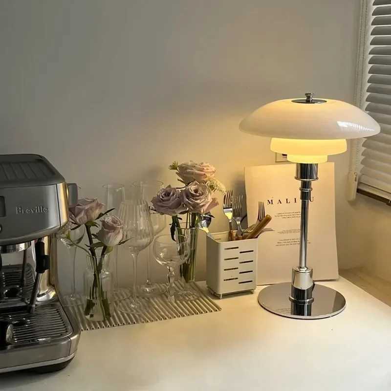 Glass LED lamp for modern Nordic living rooms, bedrooms, or studies with minimalist silver design