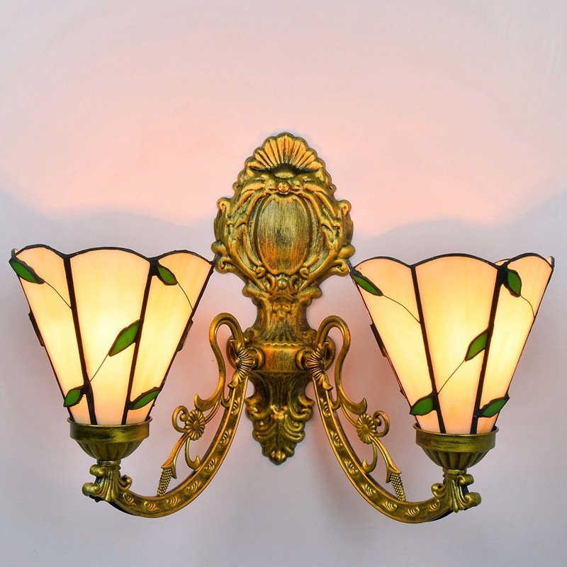 Glass Wall Lamp with Floral Design in White - European Retro Style for Living Room, Bedroom, or Kitchen - Customizable Fairy Light
