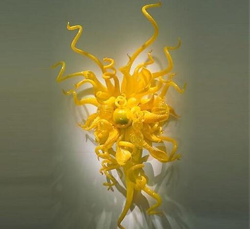 Glass-mounted yellow modern lights for stylish home or hotel decor, handcrafted wall lamps