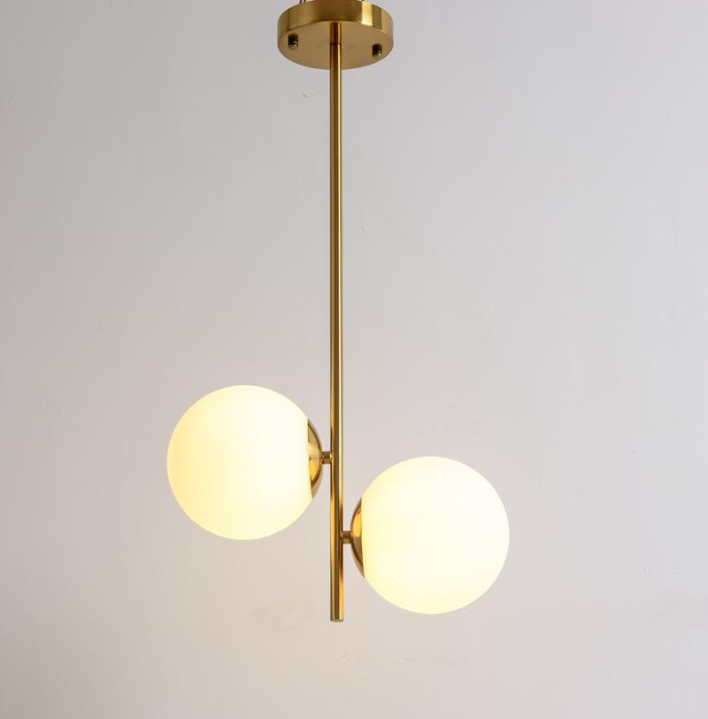 globe pendant lamp with gold-plated metal frame, G9 bulb, glass ball shade, and LED lighting for home decor