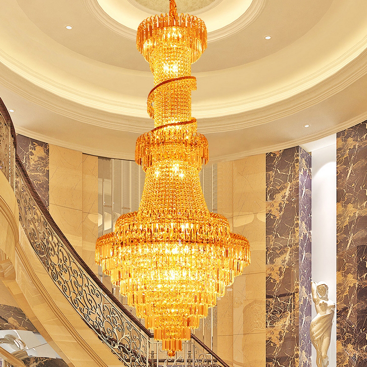 Gold Crystal Chandeliers Luxury Long Modern Chandeliers Lighting Fixture American Interior Foyer Stair Hotel Restaurant Club Spiral Droplight D80cm

Elegant gold crystal chandeliers, modern long lighting fixtures for American interiors in foyers, staircases, hotels, restaurants and clubs, featuring a spiral drop design with 80cm diameter