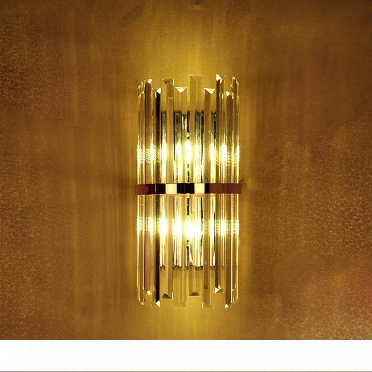 Gold crystal wall sconce with switch for bedroom, living room, dining area, conference halls, and hotels