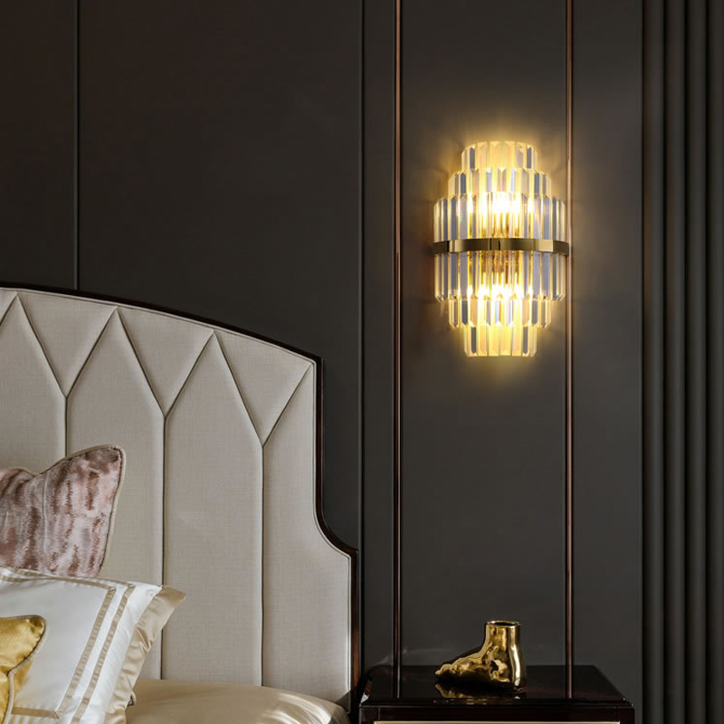 Gold Crystal Wall Sconces Lighting Bedroom Living Room LED Wall Lamp Bedside Decoration Wall Light Fixtures