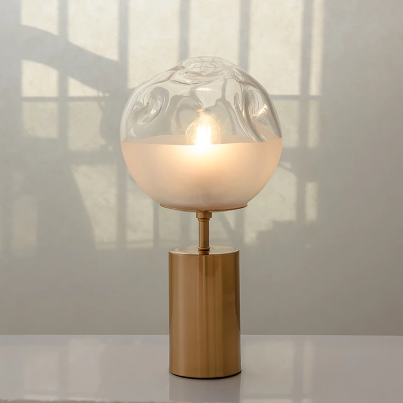 Gold Iron Glass E27 LED Bed Side Table Lamp for Modern Bedroom Living Room Night Bedside art Decorative