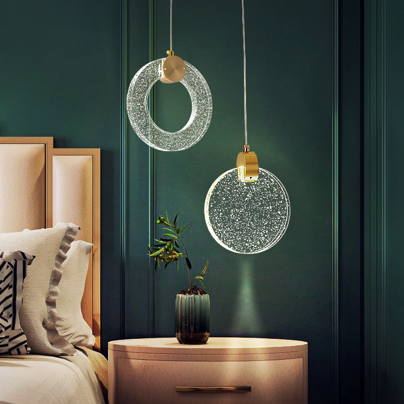 Gold luxury crystal pendant lamp for elegant bedroom and living spaces with LED lighting