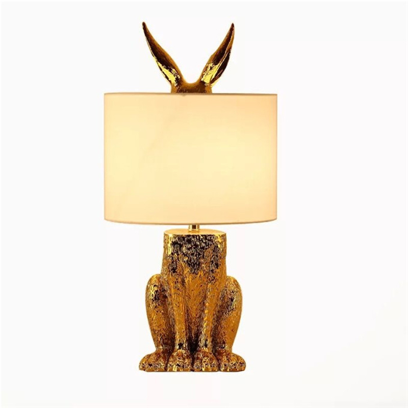 Golden Animal Design AC 110V Table Lamp with Fabric Shade for Reading and Night Lighting