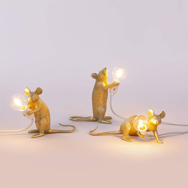 Golden Mouse LED Table Lamp - Creative Animal Design for Nordic Living Rooms, Study Desks, Bedrooms, and Clothing Store Decor