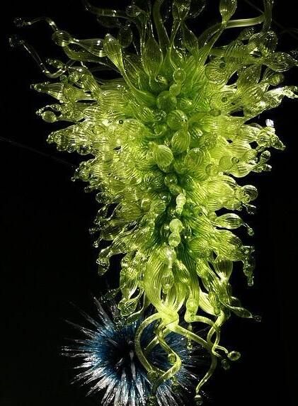 Green Glass LED Pendant Lamps - Handcrafted Blown Glass Chandelier with Customizable Colors and Sizes, CE and UL Certified, Ideal Home Decor Lighting Gift