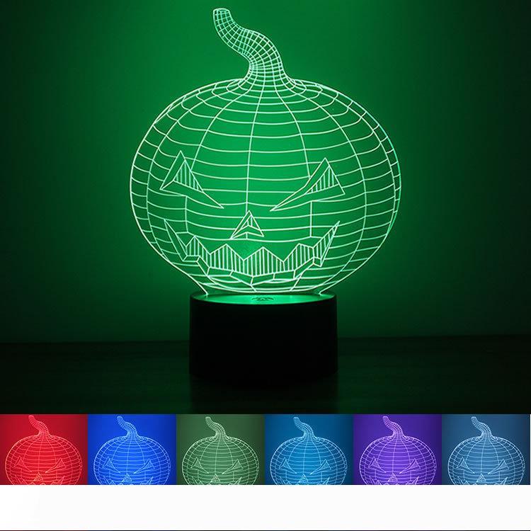 Halloween Pumpkin 3D LED Night Light with 7 Color Options for Desk or Table, Perfect Christmas Gift