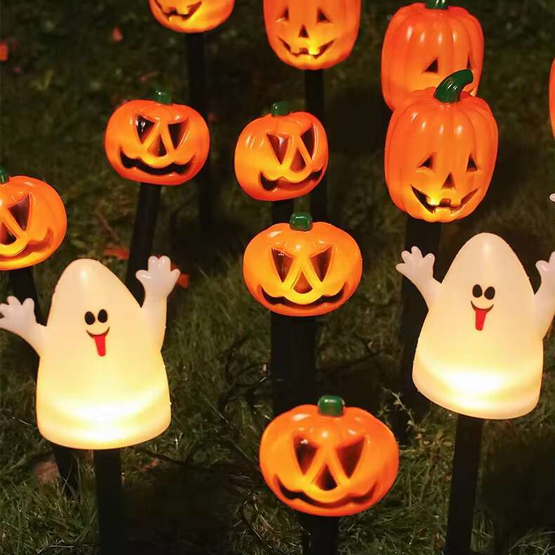 Halloween pumpkin ghost solar cell grounding plug light creative courtyard garden holiday decoration lighting  

Rewritten:  
Creative Halloween lighting featuring pumpkin ghost solar cell plug lights for courtyard garden holiday decor