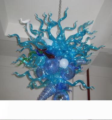 Hallway decorative LED chandelier featuring hand-blown glass art with E14 lighting