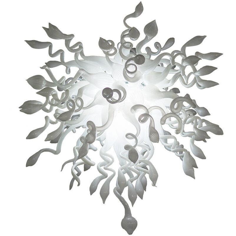 Hand-blown glass LED chandelier pendant lamp in white, 80x100cm, modern decor for living rooms