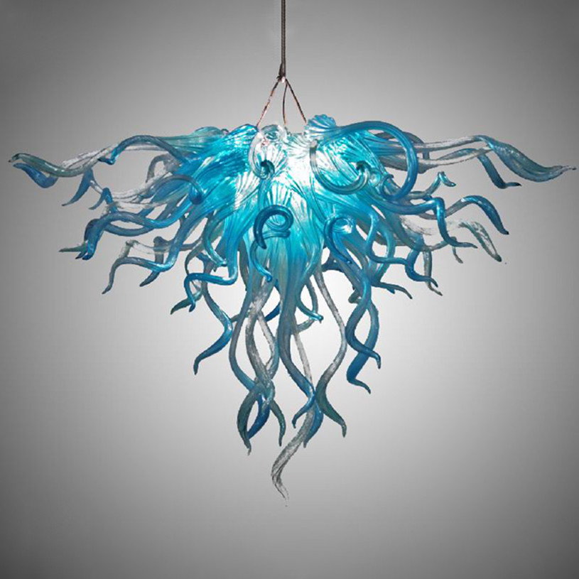 Handcrafted blown glass pendant chandelier for restaurants, malls, bars, lounges, and porches with rattan accents