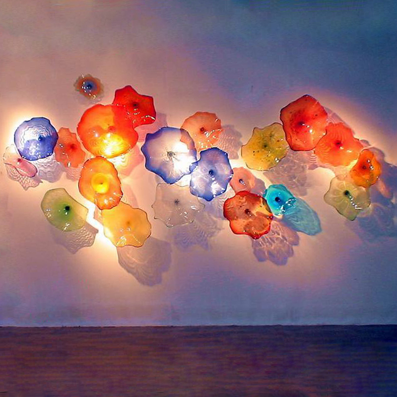 Handcrafted colored glass plate lamps for elegant Art Deco living room wall decor