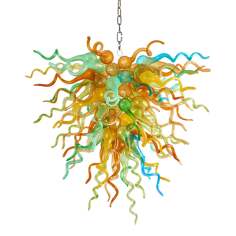 Handcrafted crystal chandelier for bars and living rooms with multi-light engineering design in transparent glass, customizable size 80x70cm