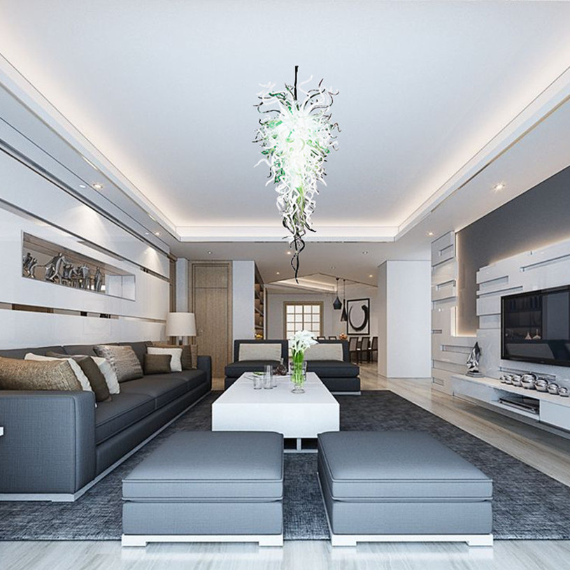 Handcrafted European-designed blown glass chandelier lamps, customized ceiling lighting for living room decor