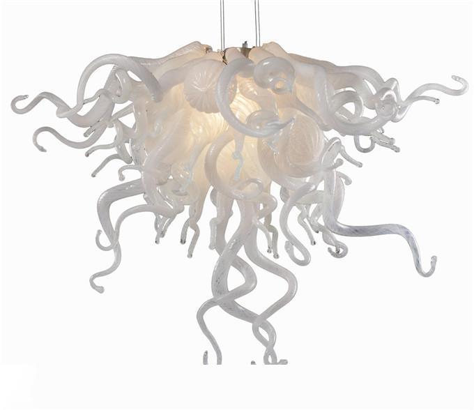 Handcrafted glass chandelier for villa and home decor, modern LED pendant lighting with artistic blown glass design