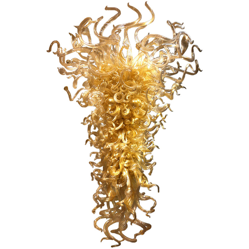 Handcrafted gold-framed LED chandelier with glass crystals, 80x150cm, for modern living room lighting