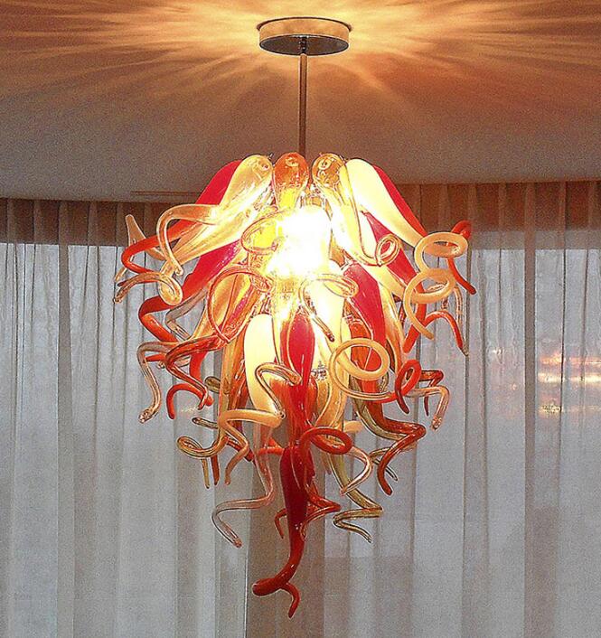 Handcrafted Italian retro chandeliers with artfully designed colored blown glass pendant lights