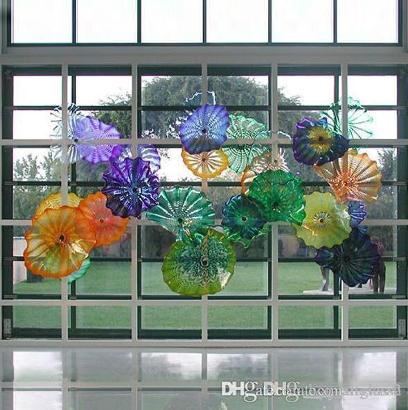 Handcrafted Murano-style glass wall plates for elegant home, hotel, or bar decor